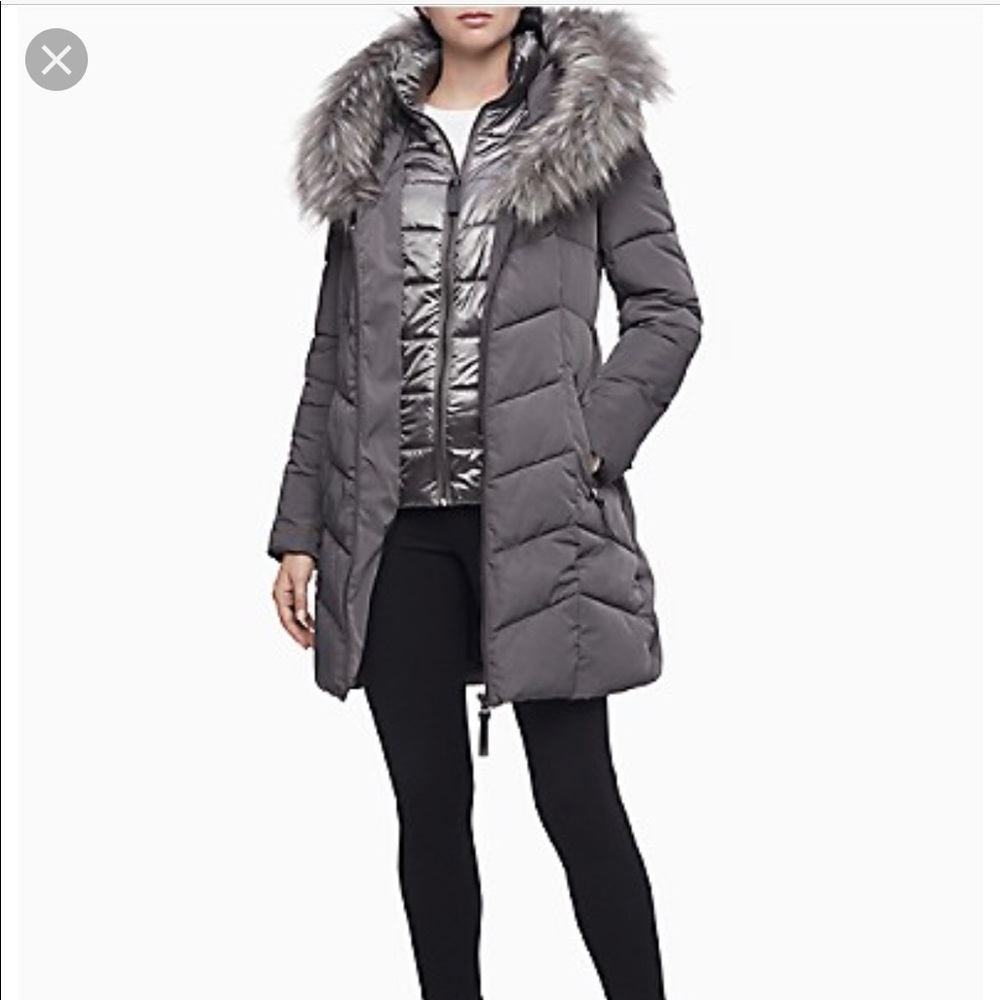 Calvin Klein Faux Fur Hooded Puffer Coat NWT